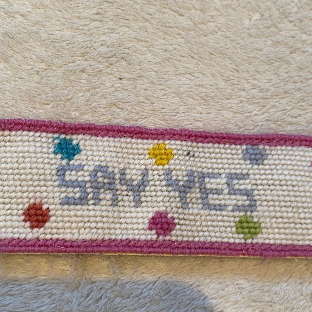 NWT Gretchen Scott needlepoint d-ring inspirational quotes  belt Sz S